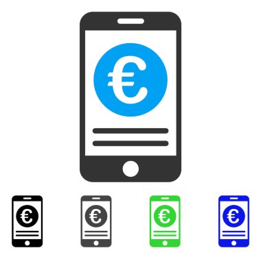 Euro Smartphone bankacılık düz simgesi