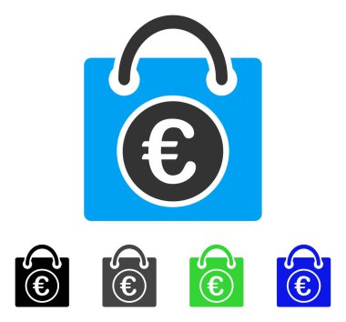 Euro alışveriş çantası düz simgesi