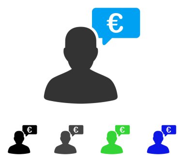 Euro kullanıcı görüş düz simgesi