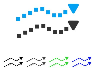 Noktalı eğilim çizgileri düz simgesi