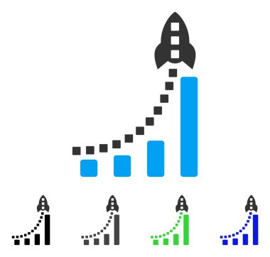 Roket iş Bar grafik düz simgesi