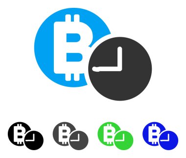 Bitcoin kredi saat düz simgesi