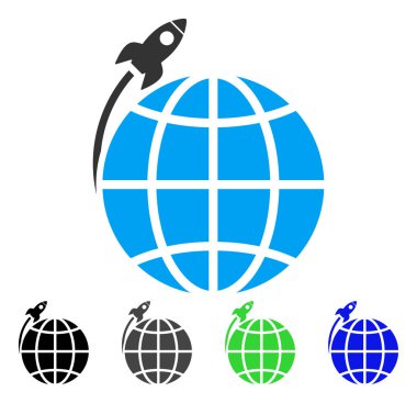 Gezegen Uydu Fırlatma düz simgesi