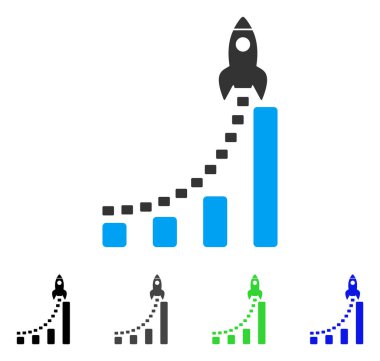 Roket iş başlangıç düz simgesi