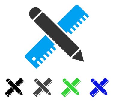 Cetvel ve kalem tasarım araçları düz simgesi