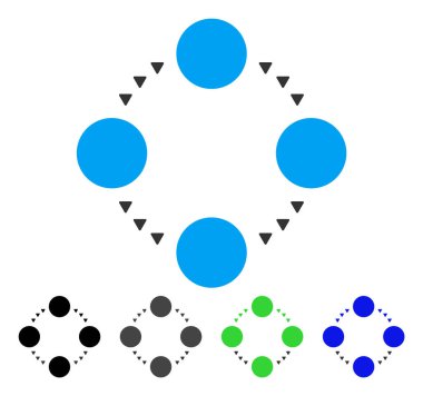 Dairesel ilişkiler düz simgesi