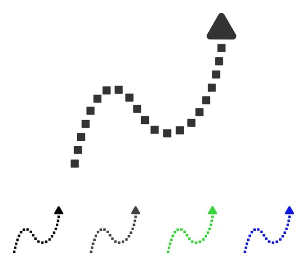 Gepunktete Kurve Richtung flaches Symbol — Stockvektor