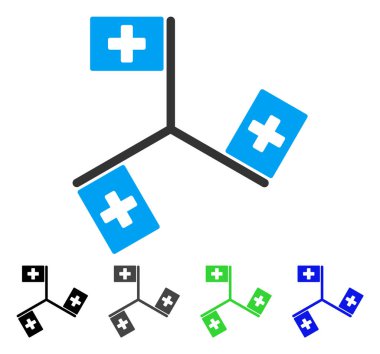 Hastane bayrakları düz simgesi