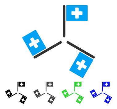 Hastane bayrakları düz simgesi