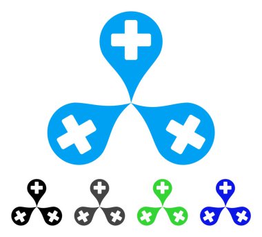 Hastane harita işaretleri düz simgesi