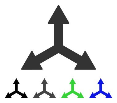 Üçlü oklar düz simgesi
