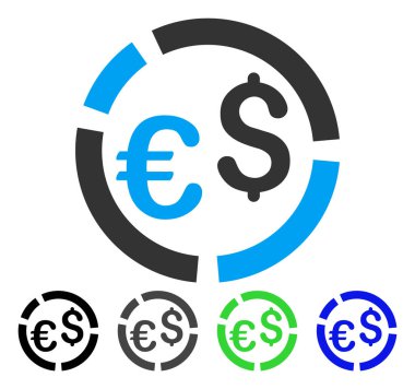 Para birimi diyagramı düz simgesi