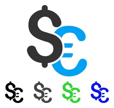 Euro ve dolar para birimi düz simgesi