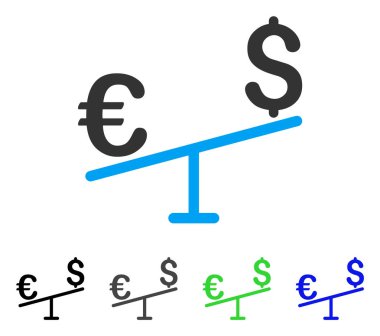 Euro dolar Swing düz simgesi