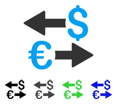 Euro dolar hareketleri düz simgesi
