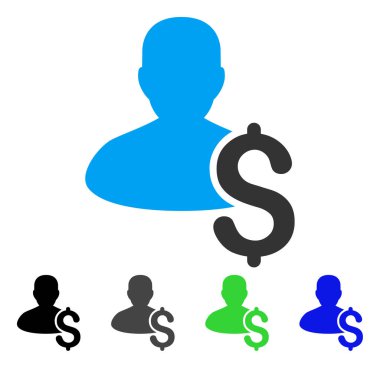 Kredi kişi düz simgesi