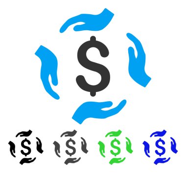 Para bakım el düz simgesi