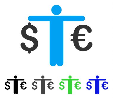 Kişi karşılaştırmak Euro dolar düz simgesi