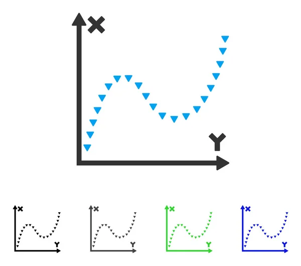 Gepunktetes Funktionsdiagramm flaches Symbol — Stockvektor