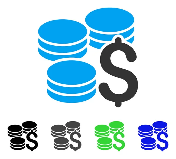 Moedas Dólar Ícone plano —  Vetores de Stock