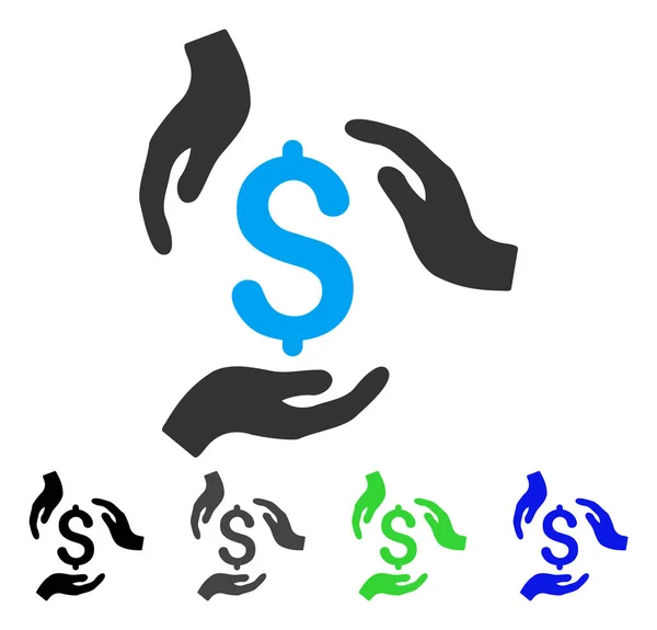 Geld zorg handen plat pictogram — Stockvector