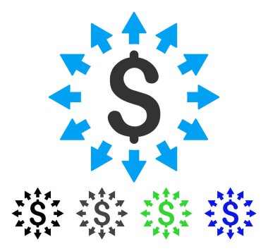 Doları dağıtım düz simgesi