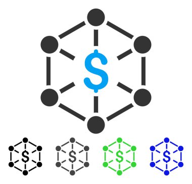 Finansal ağ düz simgesi