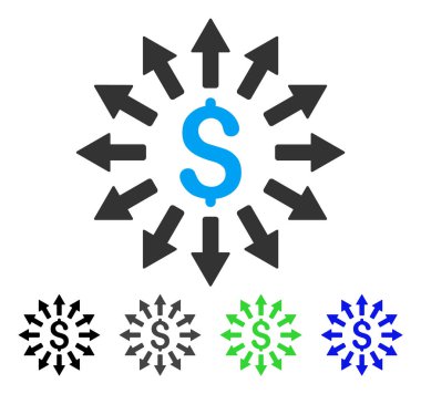 Para dağıtım düz simgesi