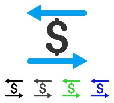 Para hareketleri düz simgesi