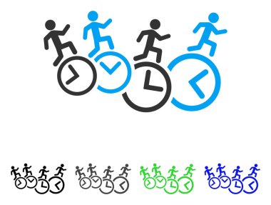 Simge saatler üzerinde çalışan erkekler düz