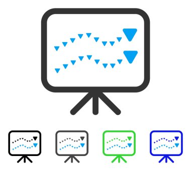 Noktalı eğilimleri kurulu düz simgesi