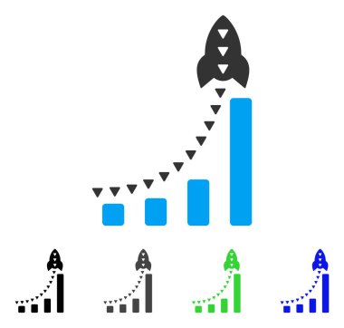 Roket iş Bar grafik düz simgesi
