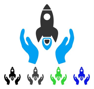 Uzay roket bakım el düz simgesi