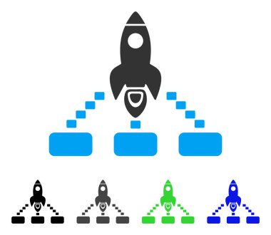 Uzay roketi işbirliği düz simgesi