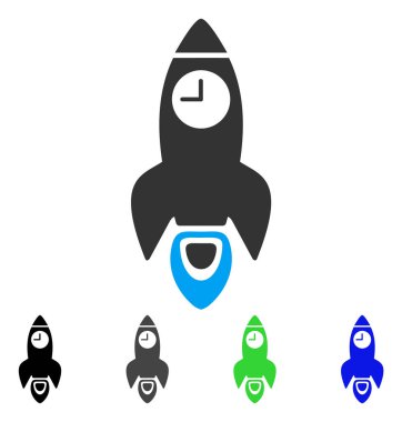 Uzay roketi saat düz simgesini