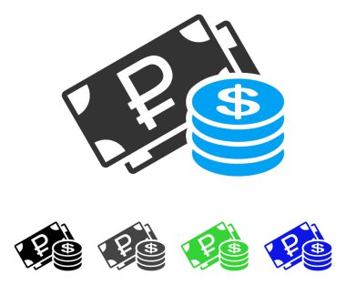 Rublesi ve Doları nakit düz simgesi