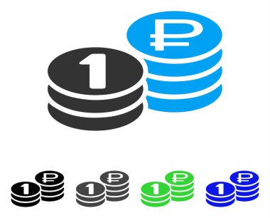 Rublesi para yığınları düz simgesi