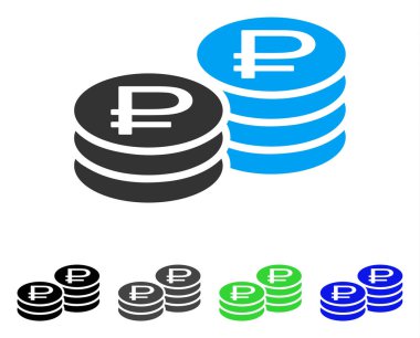 Rublesi para yığınları düz simgesi