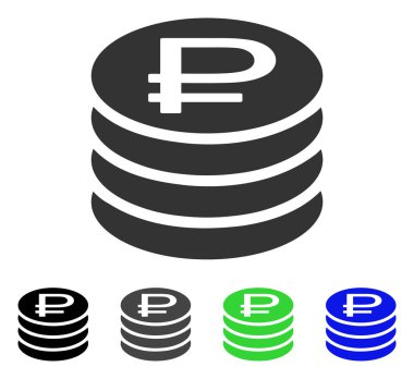 Rublesi sikke yığını düz simgesi