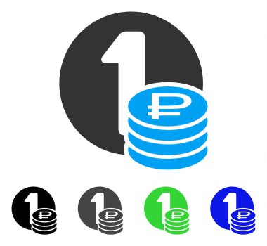 Rublesi paralar düz simgesi