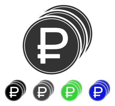 Rublesi paralar düz simgesi