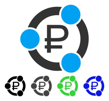 Rublesi işbirliği düz simgesi