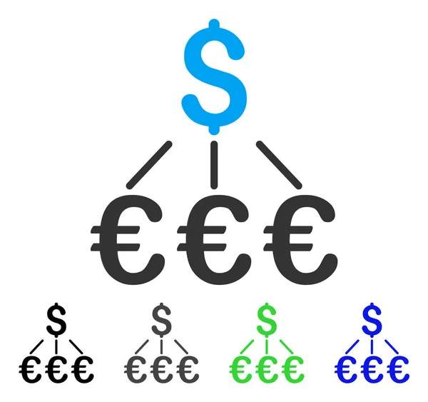 Dolaru Euro odkazy ploché ikony — Stockový vektor