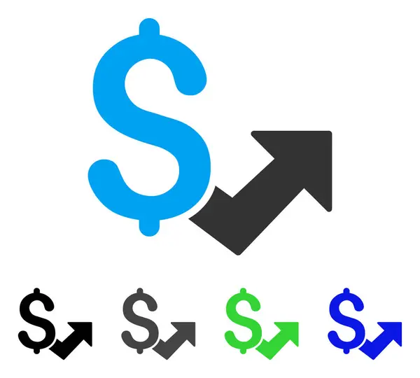 Dollar groei platte pictogram — Stockvector