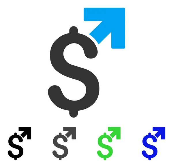 Icône plate de croissance de dollar — Image vectorielle