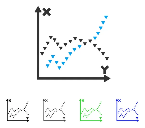 Gestippelde functies Plot platte pictogram — Stockvector