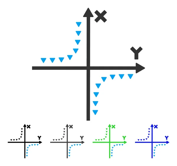 Gepunktetes Hyperbel-Plot-flaches Symbol — Stockvektor