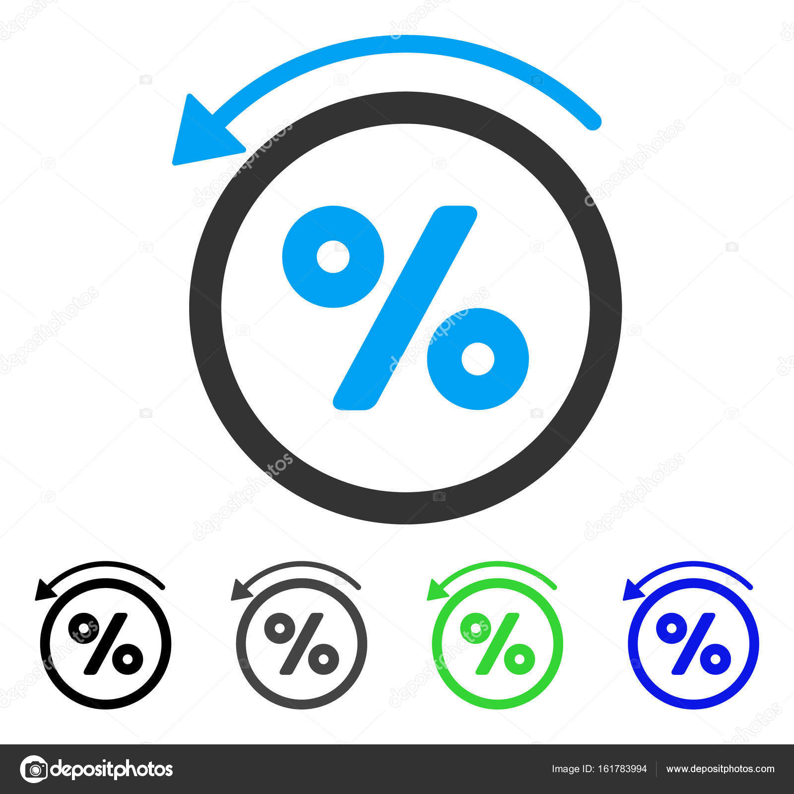 Colored rebate percent gray, black, blue, green icon variants. Flat icon style for application design. — Vector by ahasoft. Find Similar Images