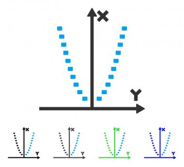 Noktalı parabol arsa düz simgesi