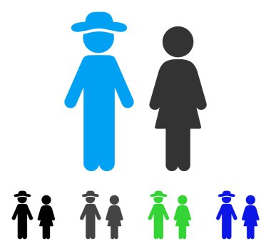 Beyefendi ve hanımefendi düz simgesi